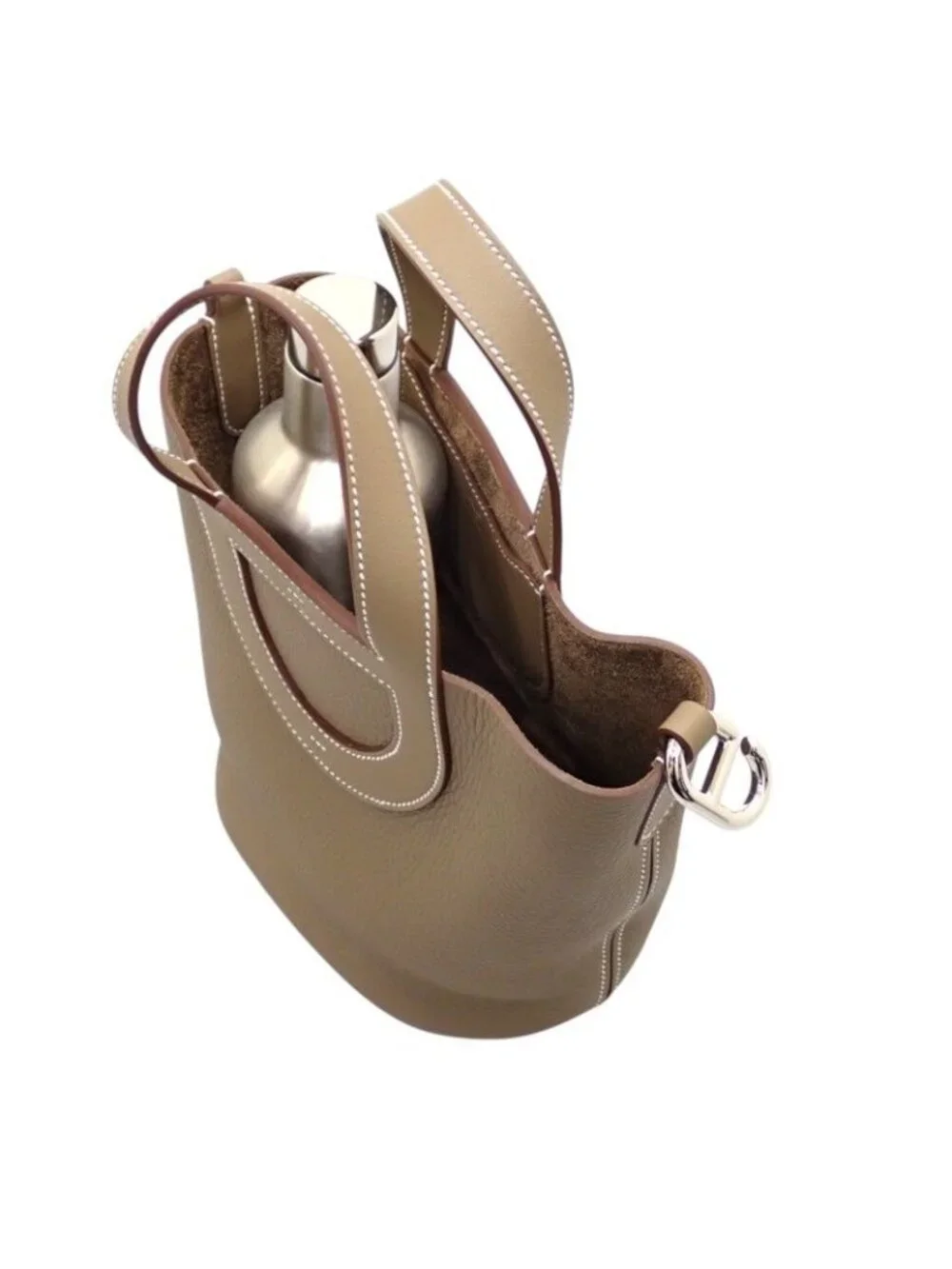 Hermes in the Loop 18 Handbag Taurillon Clemence Veau Etoupe